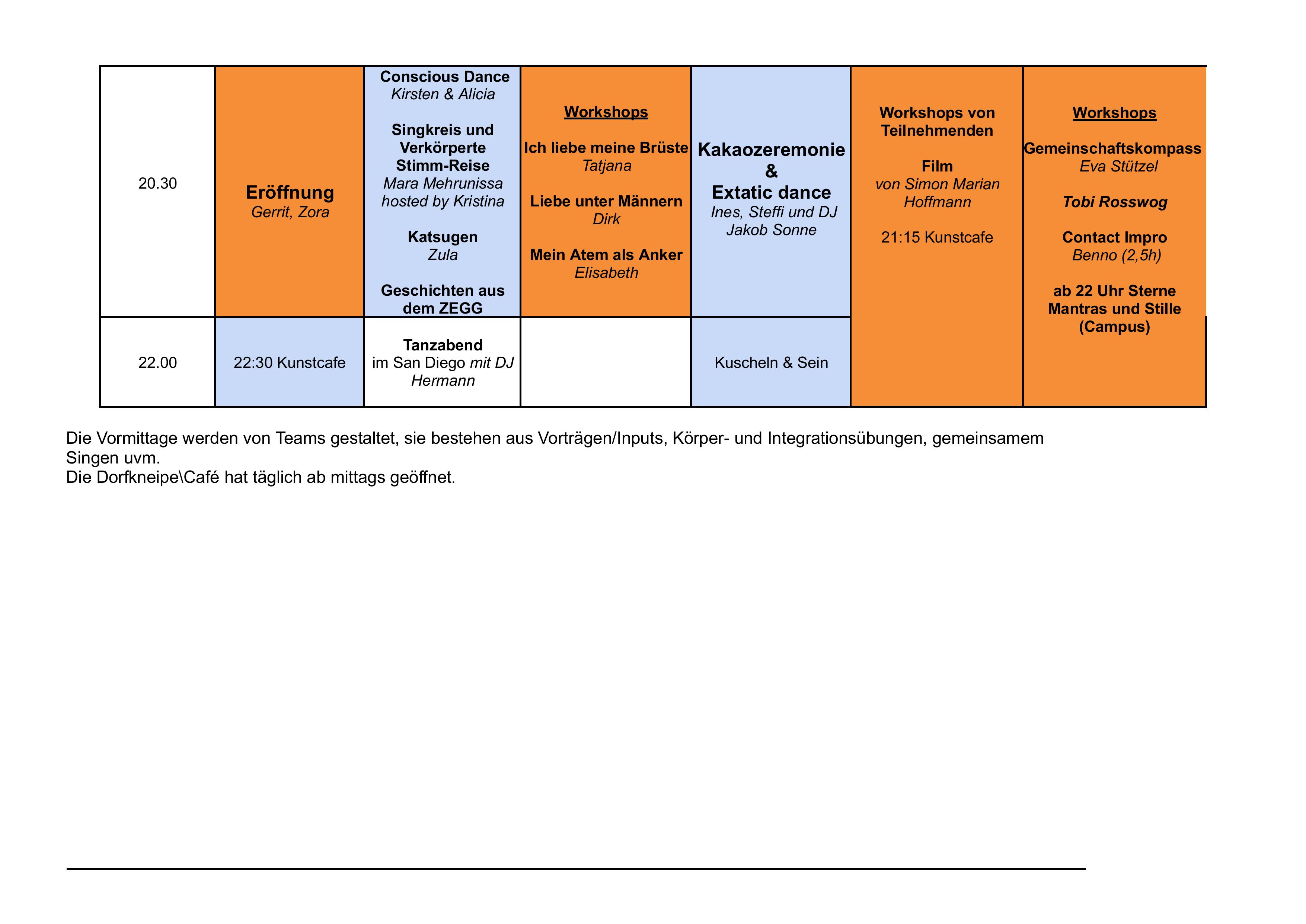 Tagesplan Sommercamp 2026 mit Yael bilder 1